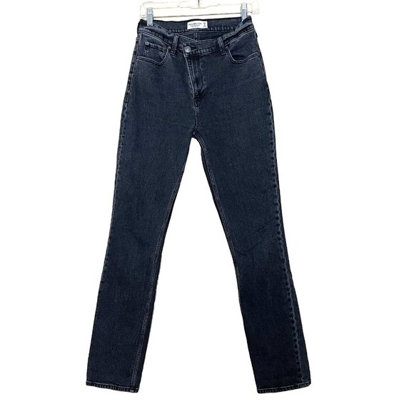 Abercrombie & Fitch 90s Slim Straight High Rise Jeans 26 / 2L Cross Over Waist - Picture 2 of 12